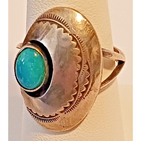 Native American Navajo Vintage Sterling Turquoise Ring s7 (1383) - Picture 6 of 6